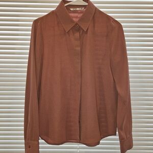 MIXXO Women's Long-Sleeve Button Blouse — Dessert Rose